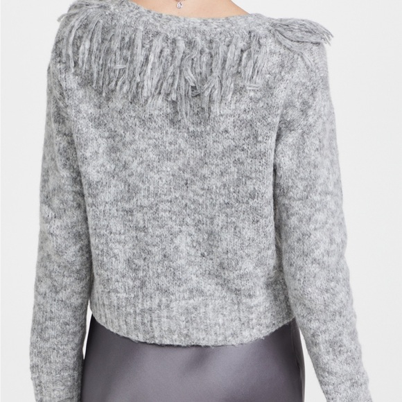 Cinq a sept Cecilia  gray fringe cardigan EUC - Picture 2 of 5